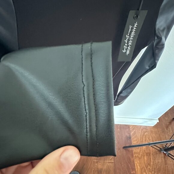 Maniere De Voir Vegan Leather Suspender Dress in Black - Picture 3 of 12